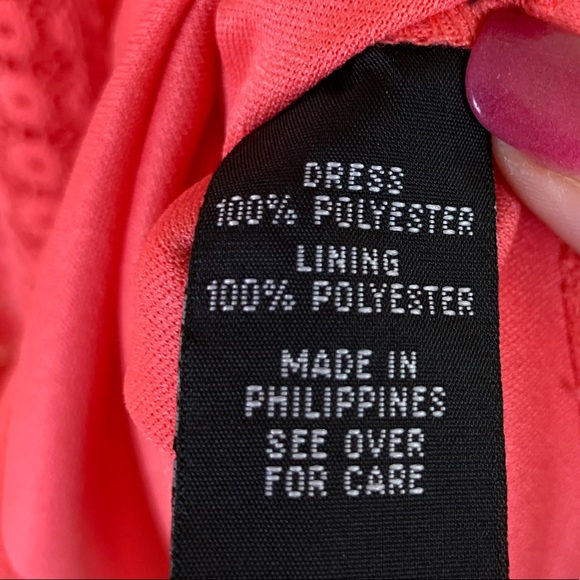 A. Byer Coral Crochet Overlay Mini Dress - Picture 5 of 7